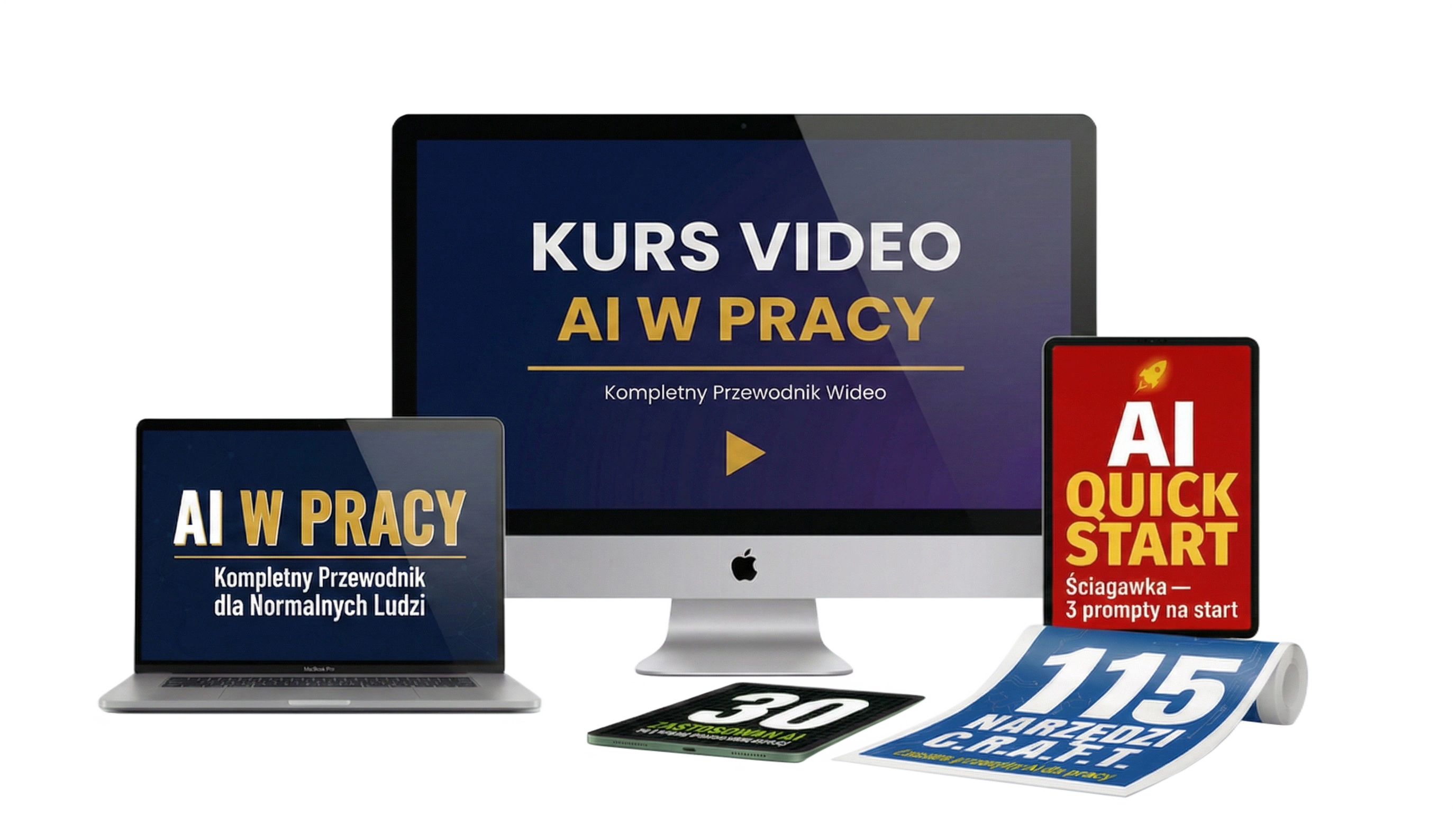 AI w Pracy — Kompletny Zestaw: kurs wideo, 115 narzędzi, e-book, ściągawka
